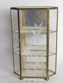 Vintage Table Top Glass and Brass Display Cabinet