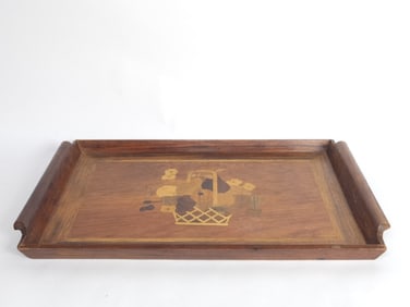Vintage Marquetry Wood Tray