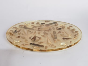 Vintage Sea Shells Lucite Trivet Plate