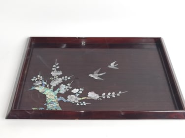 Chinese Mother-of-Pearl Inlay Lacquer over Wood Tr