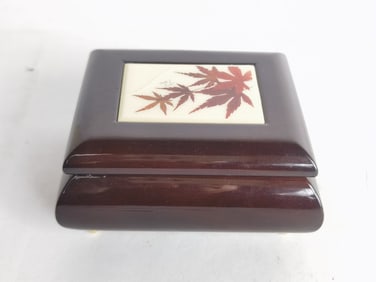 Vintage French Lacquer Wood Musical Jewelry Box