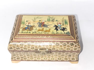 Vintage Khatam Persian Wooden Turkish Trinket Box
