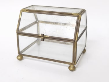 Vintage Brass and Glass Hinged Lidded Box