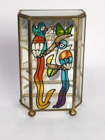 Vintage Stained Glass and Brass Display Case
