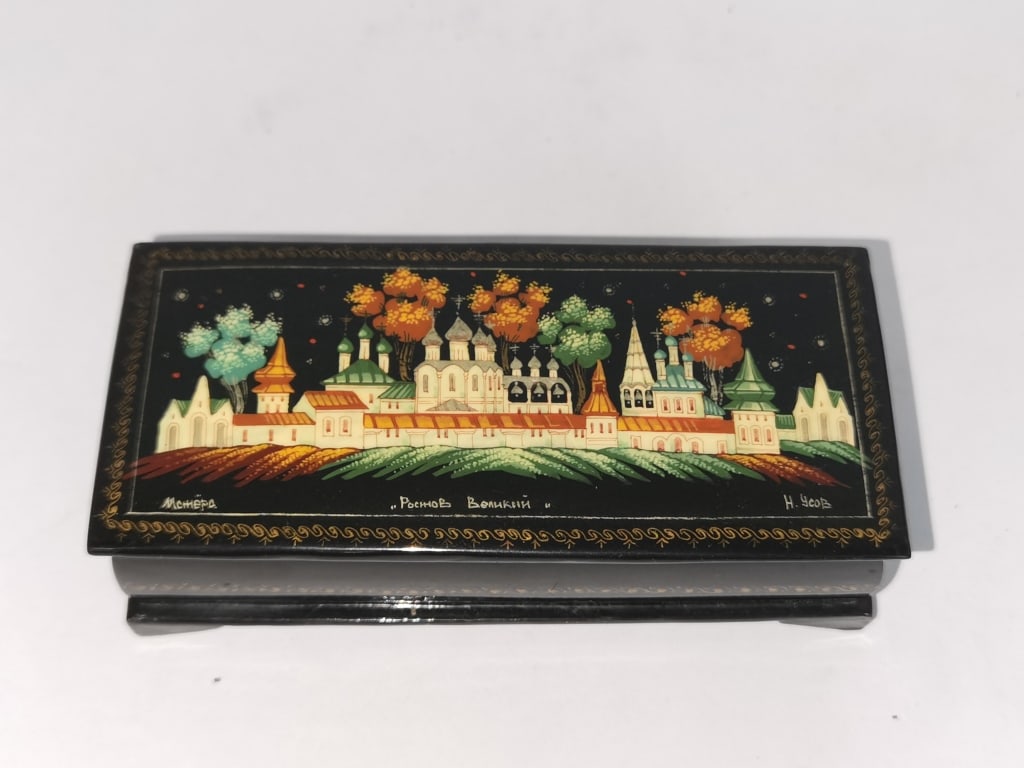 Vintage Russian Hand Painted Jewelry Box, Signed (1 of 7)