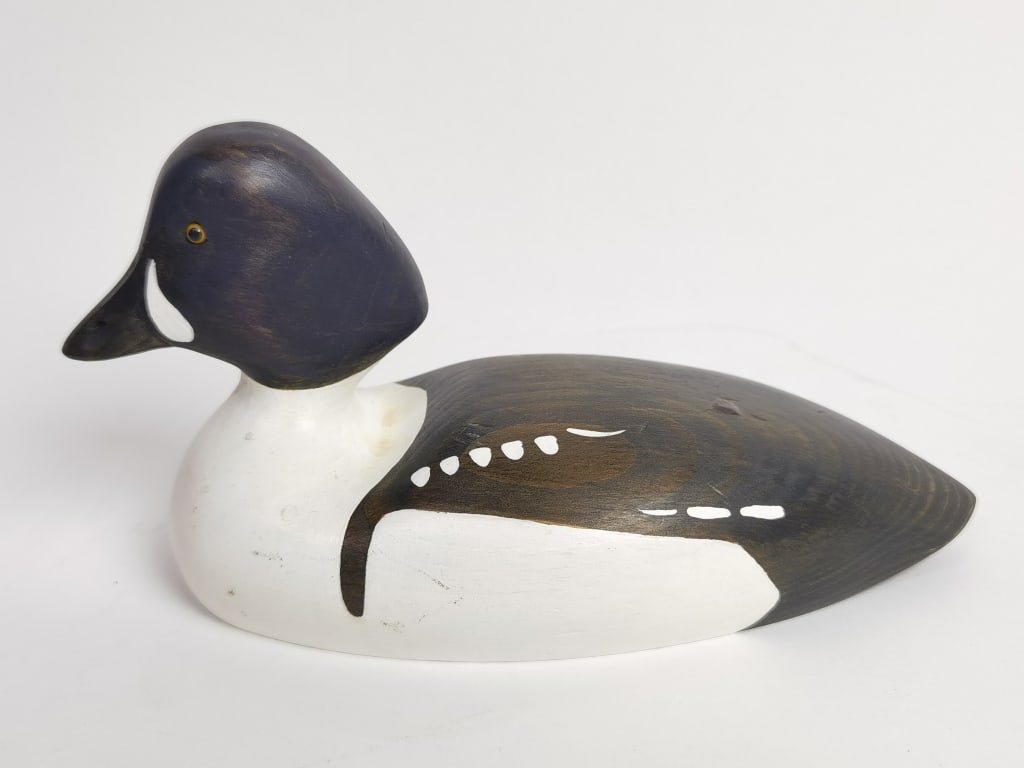 08/25/2014 Robert Kelly "Barrows Goldeneye" Duck D: 08/25/2014 Robert Kelly "Barrows Goldeneye" Duck Decoy, 4.5in by 8.5in