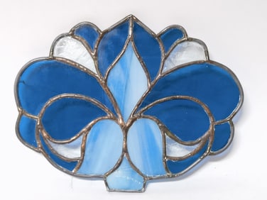 Vintage Blue and White Flower Stained Glass