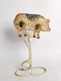 Vintage Metal Pig Rocking Sculpture
