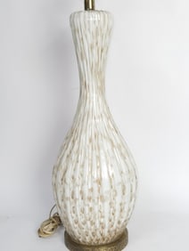 Vintage Murano Italy White and Gold Glitter GlassL