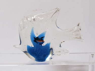 Vintage Murano Italy Aquarium Glass Fish