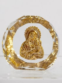 Gilt Clear Glass Virgin Mary with Child