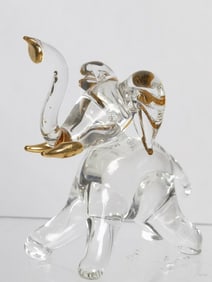 Gilt Clear Glass Elephant