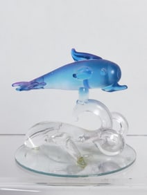 Art Glass Blue Dolphin