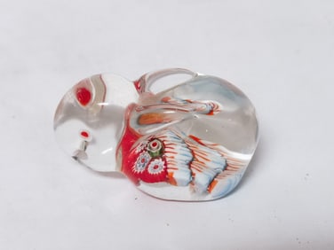 Vintage Murano Italy Millefiori/Clear Glass Rabbit