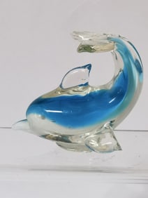 Vintage Blue Art Glass Dolphin