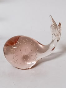 Vintage Murano Italy Pink Controlled Bubble Glass