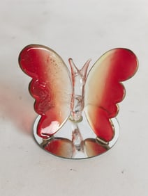 Vintage Red and Gold Art Glass Butterfly Decor