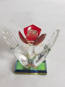 Vintage Red Art Glass Flower Decor