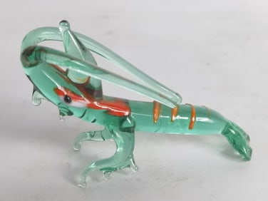 Vintage Green/Red Art Glass Lobster Decor