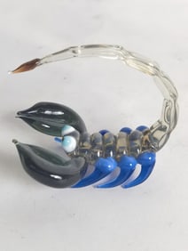 Vintage Blue/Smokey Art Glass Scorpion Decor