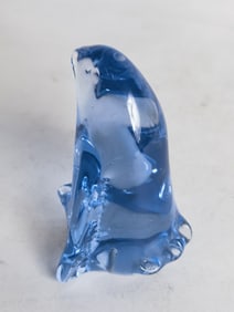 Vintage Blue Art Glass Penguin Decor