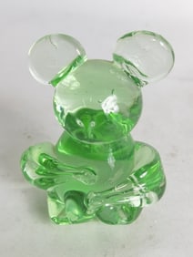 Vintage Green Art Glass Bear Decor