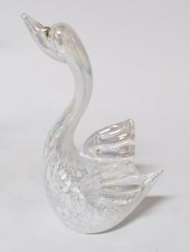Vintage Opalescent Iridescent Glass Swan