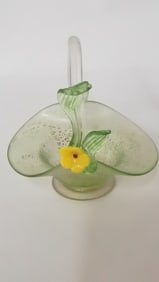 Vintage Murano Italy Art Glass Basket