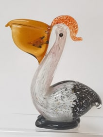 Vintage Murano Italy Splatter Glass Pelican