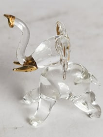 Vintage Gilt Clear Glass Elephant