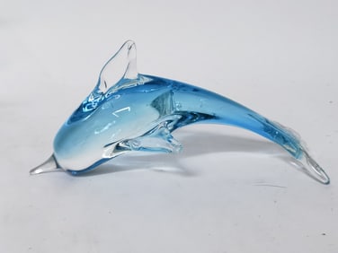 Vintage Murano Italy Blue Art Glass Dolphin
