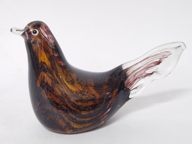 Vintage Murano Italy Amber Art Glass Bird