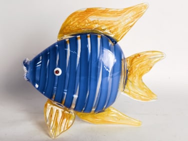Vintage Murano Italy Blue/Yellow Glass Fish
