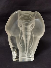 Vintage Frosted Glass Elephant