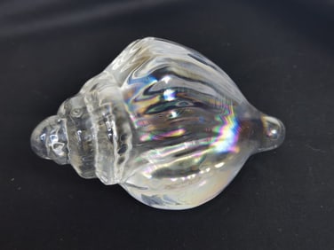 Vintage Iridescent Clear Art Glass Conch Shell