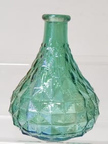 Green Iridescent Diamond Glass Bottle