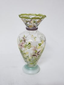Vintage Fenton Hand Painted Floral Glass Vase