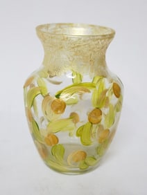 Vintage Fenton Hand Painted Floral Glass Vase