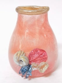 Vintage Signed Pink Art Glass Vase