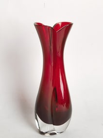 Vintage Italian Ruby Red Lead Crystal Vase