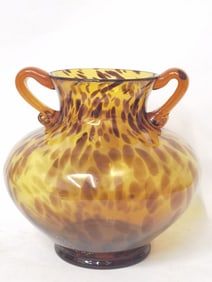 Vintage Tortoise Shell Art Glass Vase