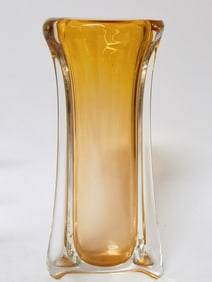 Vintage Murano Italy Amberina Stretch Glass Vase