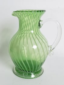 Vintage Free Blown Studio Green Spiral Glass Pitch