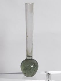 Vintage MCM Smoky Gray Controlled Bubble Glass Vas