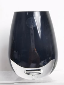 Hand Made Black Clear Glass Vase