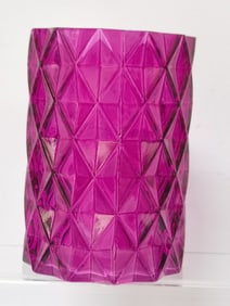 Magenta Diamond Glass Vase