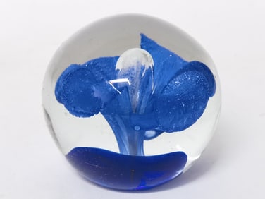 Vintage Murano Italy Style Blue Flower Glass Paper
