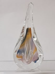 Vintage Murano Italy Multicolor Tear Drop Glass Pa