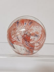 Unmarked Red Swirl Glass Paperweight