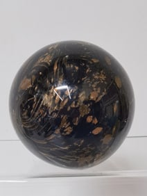 Vintage Black and Copper Glitter Glass Paperweight